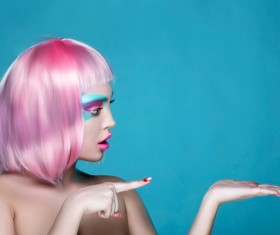 Exaggerated make-up and facial expressions girl Stock Photo 10