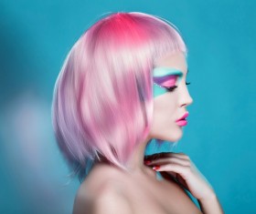 Exaggerated make-up and facial expressions girl Stock Photo 13