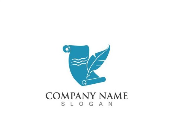 Feather pen company logos design vector 01