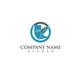 Feather pen company logos design vector 07
