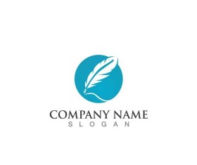 Feather pen company logos design vector 10