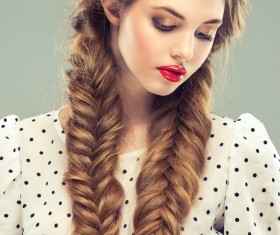 Female braids hair style Stock Photo