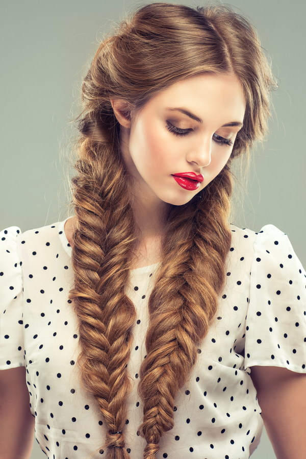 Female braids hair style Stock Photo
