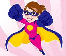 Female superman cartoon vectors 01