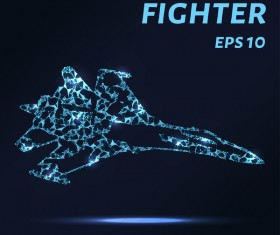 Fighter with points lines 3D vector