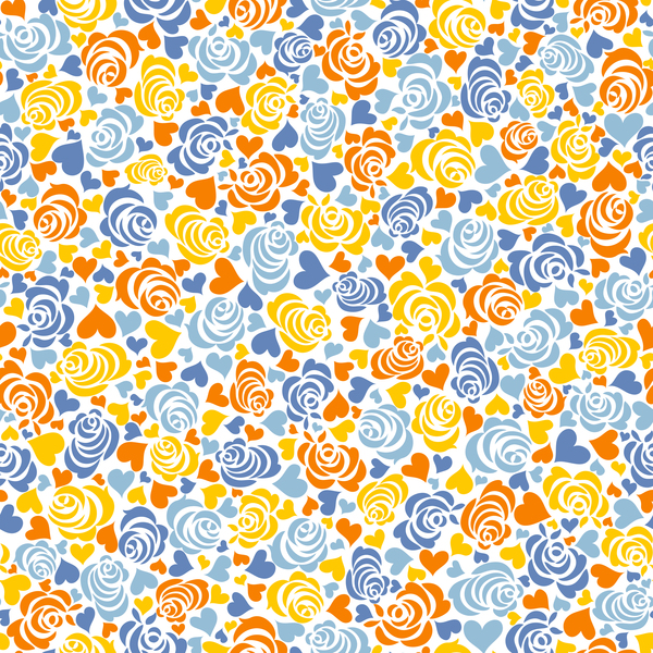 Floral with heart seamless pattern vectors