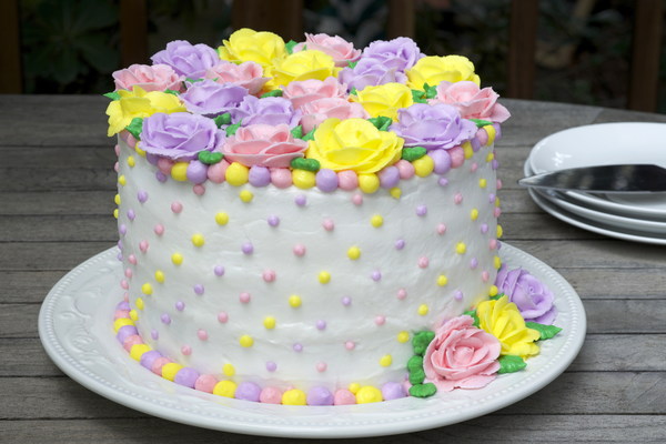 Flower cream cake Stock Photo