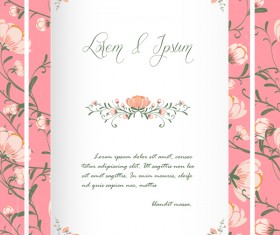Flower invitation wedding card vector 03