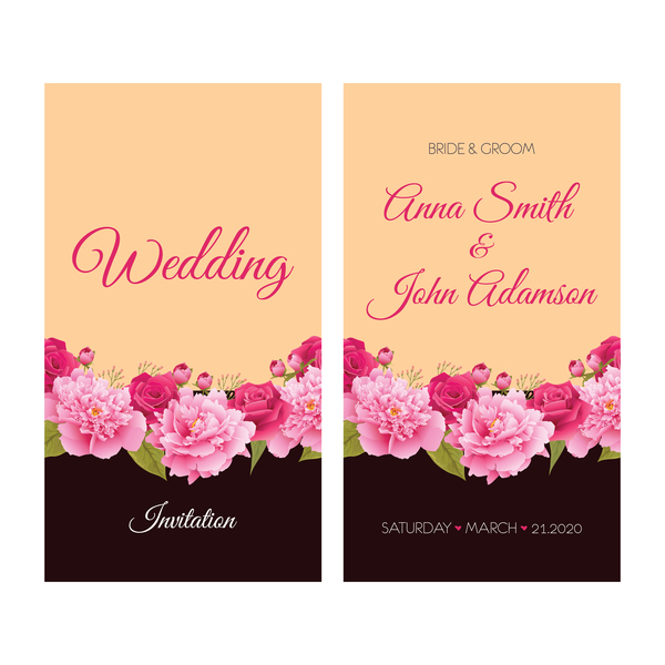 Flower wedding invitation card retro vector 02