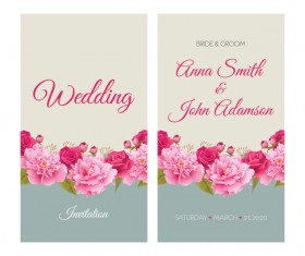 Flower wedding invitation card retro vector 03