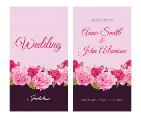 Flower wedding invitation card retro vector 04