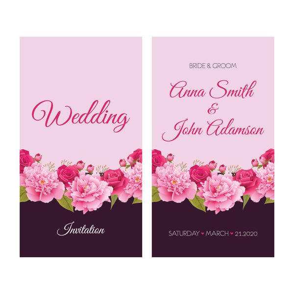 Flower wedding invitation card retro vector 04