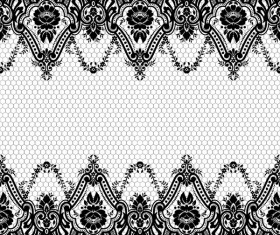 Flower with lace borders black vector 01 free download