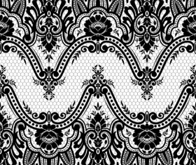 Flower with lace borders black vector 04