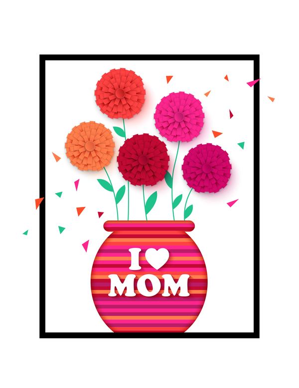 Flower with mother day background vectors 01