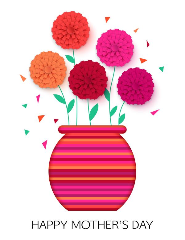 Flower with mother day background vectors 02