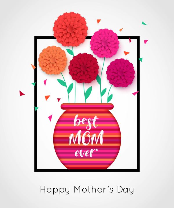 Flower with mother day background vectors 03