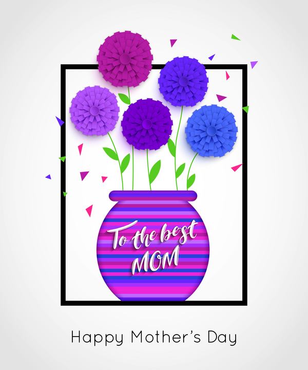 Flower with mother day background vectors 04