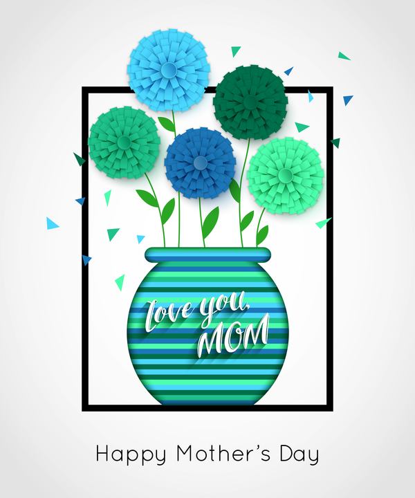 Flower with mother day background vectors 05