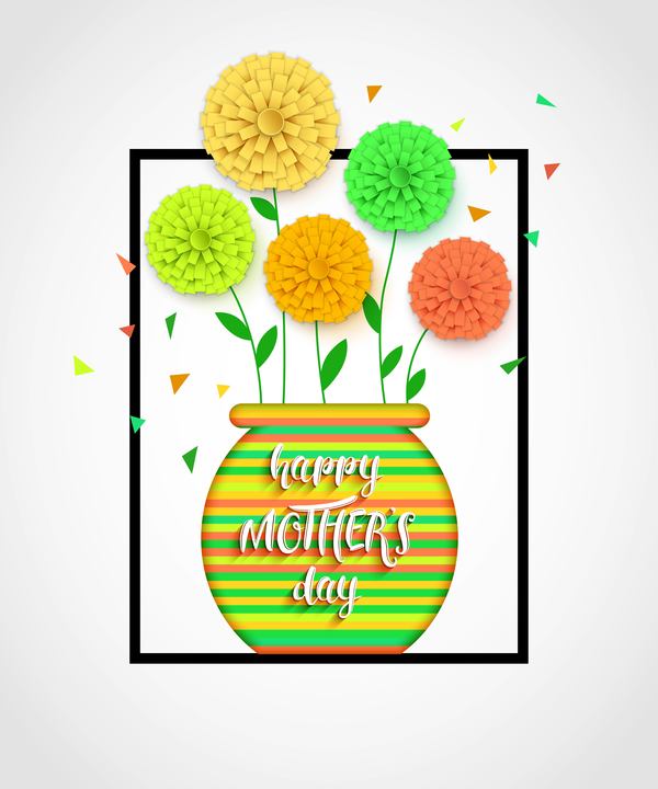 Flower with mother day background vectors 06