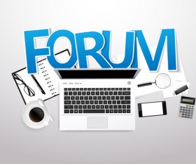 Forum with e-commerce template vector 01