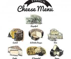 French cheese menu vector 01