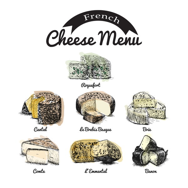 French cheese menu vector 01
