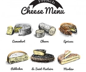 French cheese menu vector 02