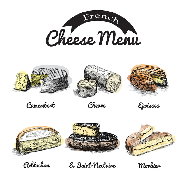 French cheese menu vector 02
