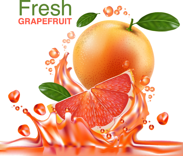 Fresh grapefruit drink poster vector 04