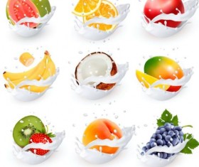 Fruit and splash milk vector illustration 01