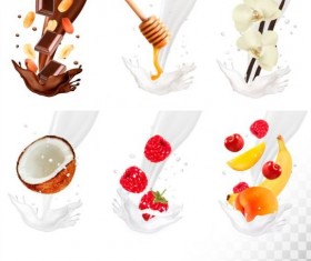 Fruit and splash milk vector illustration 07