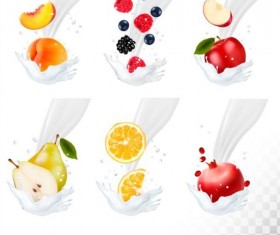 Fruit and splash milk vector illustration 09
