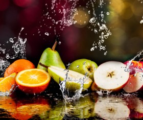 Fruits and Splashing water Stock Photo 01