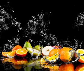 Fruits and Splashing water Stock Photo 02
