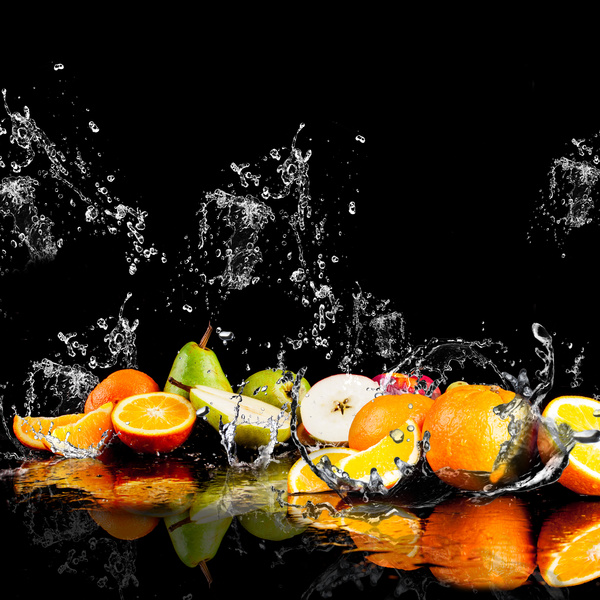 Fruits and Splashing water Stock Photo 02