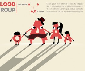 Funny blood group infographic vector material 01