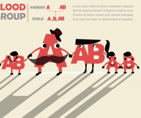 Funny blood group infographic vector material 02