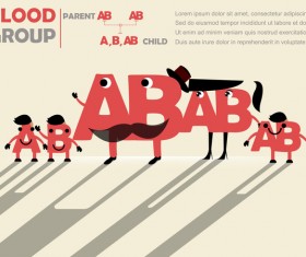 Funny blood group infographic vector material 03