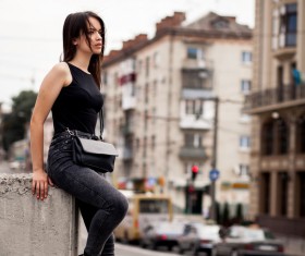 Girl resting at the pier HD picture