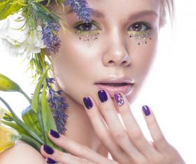 Girl with flowers and nail manicure HD picture 04