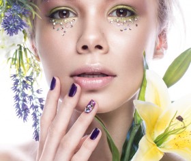 Girl with flowers and nail manicure HD picture 05