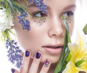 Girl with flowers and nail manicure HD picture 06