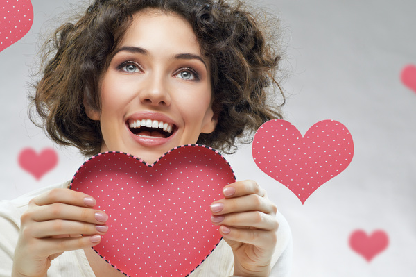 Girl with heart-shaped box Stock Photo 01