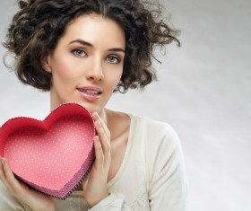 Girl with heart-shaped box Stock Photo 02