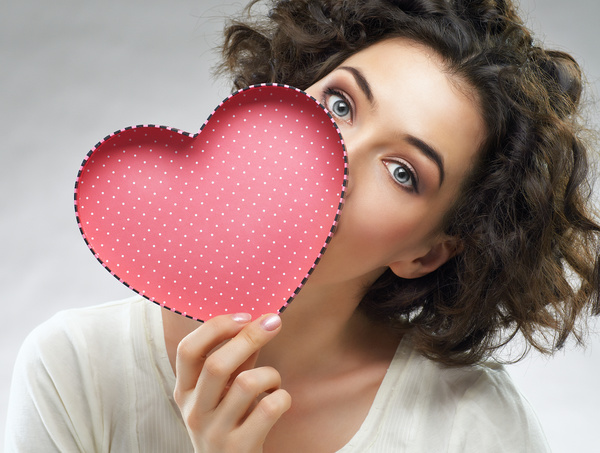 Girl with heart-shaped box Stock Photo 03