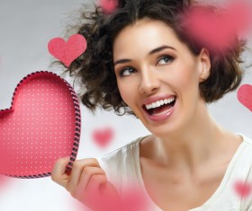 Girl with heart-shaped box Stock Photo 04