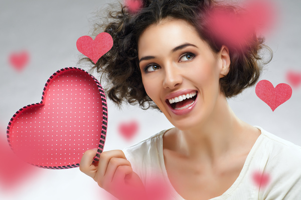 Girl with heart-shaped box Stock Photo 04