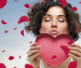 Girl with heart-shaped box Stock Photo 05