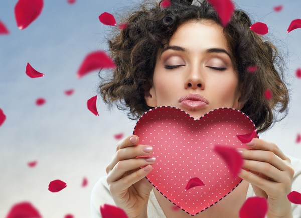 Girl with heart-shaped box Stock Photo 05